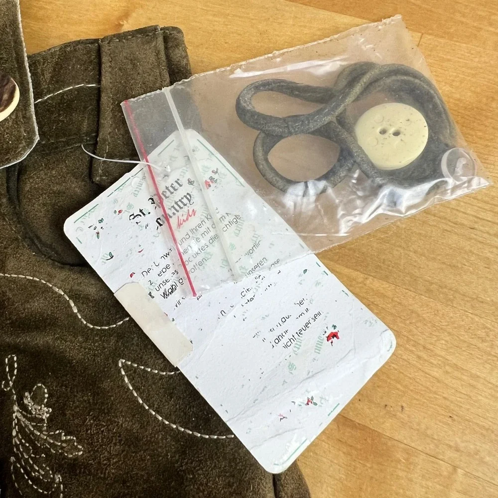 St. Peter Kids Lederhosen Shorts Boys Size 92 2T Olive Green New Suede Deer